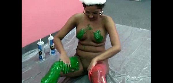  Santa Girl Plays With The Paint